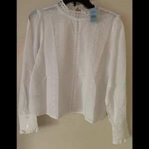 Top / eyelet cropped shirt